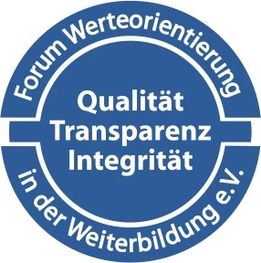 Seal of Forum Werteorientierung in der Weiterbildung e.V. – quality, transparency, integrity